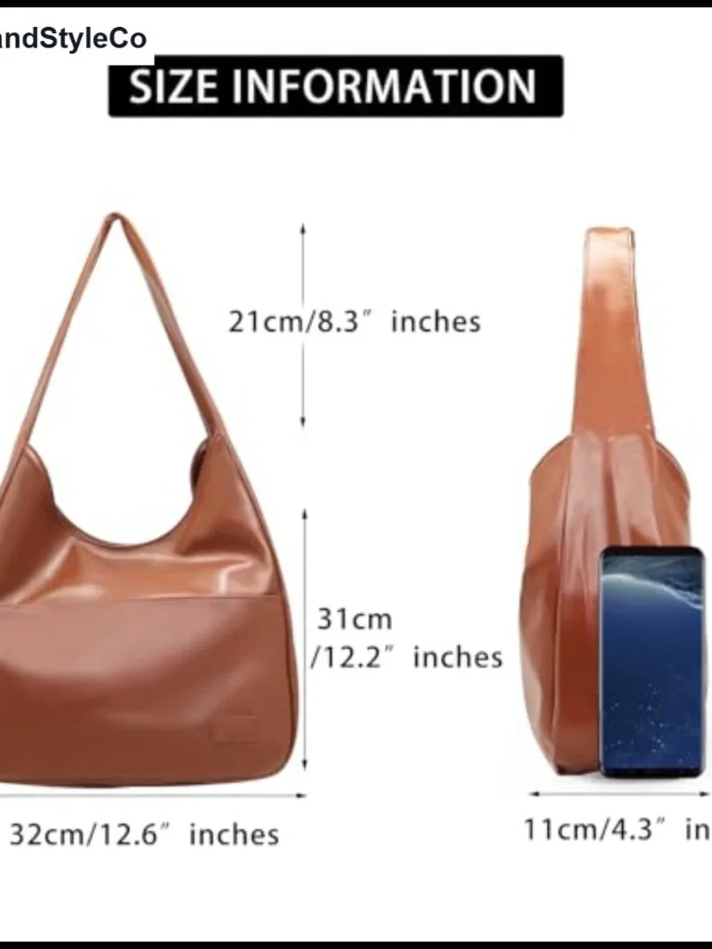 Vegan Leather Hobo Bag Slouchy Shoulder Purse Crossbody Tote
